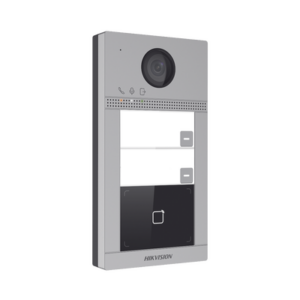 Videoportero IP (IP65 + IK08) con Llamada y apertura desde APP Hik-Connect / Soporta 2 Departamentos / PoE Estandar / Interfaz WEB para configuración / 2 puertas