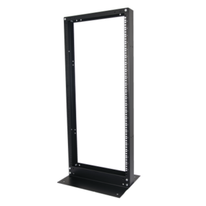 Rack de 2 Postes, Estándar 19", 24 Unidades, Fabricado en Acero, Base "L" para Anclar a Piso.