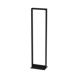 Rack de 2 Postes, Doble Perforación, Estándar 19", 42 Unidades, Fabricado en Acero, Base "L" para Anclar a Piso.