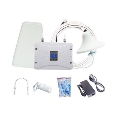 Kit Amplificador de Señal Celular 4G LTE, 3G y Voz. Funciona con Todos los Operadores. Soporta Múltiples Dispositivos y Tecnologías. Hasta 1000 metros cuadrados de Cobertura