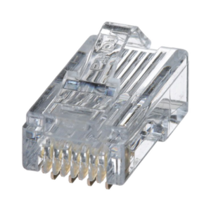Plug RJ45 Cat5e, Para Cable UTP de Calibres 24-26 AWG, Chapado en Oro de 50 micras.