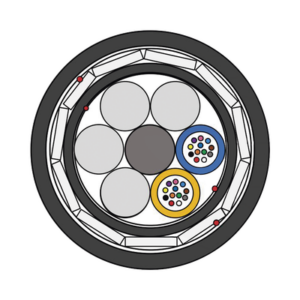 Kilómetro de Fibra Óptica Aérea (ADSS) G.652D Armada Anti roedor, Dieléctrica, Monomodo 24 Hilos, Span 100