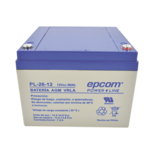 Batería de Respaldo para equipo electrónico / UL / 12V @ 26 Ah / Tecnología AGM-VRLA / Uso en: Alarmas de intrusión / Incendio / Control de acceso / CCTV / Terminales tipo F1.