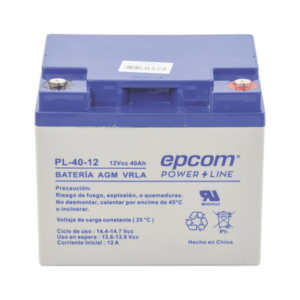 Batería de Respaldo para equipo electrónico / UL / 12V @ 40 Ah / Tecnología AGM-VRLA / Uso en: Alarmas de intrusión / Incendio / Control de acceso / CCTV / Terminales tipo HEX. M6