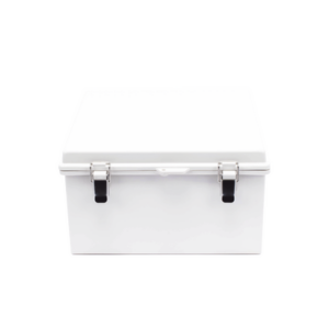 Gabinete de Plástico ABS, Uso en Intemperie ip66 (300 x 300 x 180 mm) Cierre por Broche Inoxidable.