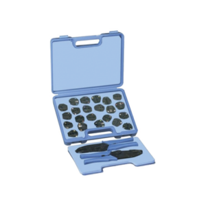 Kit en Estuche de Plástico con 17 Muelas, 10 para instalar en Cable Coaxial y 7 para Terminales, Incluye 2 Pinzas RFA-4005-20.