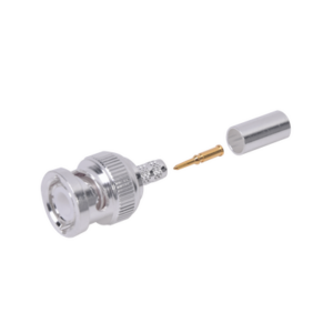 Conector BNC Macho de Anillo Plegable para Cable LMR-195, RG-58/U, RG-142, Níquel/ Oro/ Teflón.