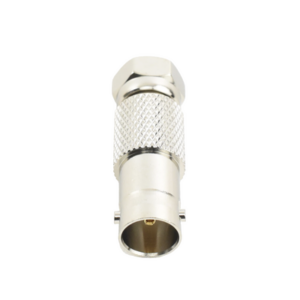 Adaptador en Línea para Video, de Conector BNC Hembra a F Macho, 50 Ohm, Níquel/ Oro/ Delrin.