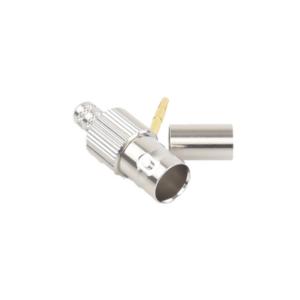 Conector BNC Hembra, 75 Ohm, Anillo Plegable, para RG-59/U, Níquel/ Oro/ Delrin.