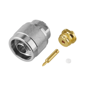 Conector N Macho, Soldable Directo en Cable Semi-Rígido de 0.085", Cables el Grupo SR1, Níquel/ Oro/ Teflón.â€‹