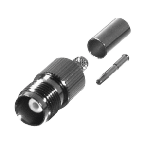 Conector TNC Hembra de Anillo Plegable para Cables PROFLEX, Grupo P, Níquel/ Oro/ Delrin.