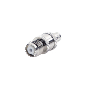 Conector Mini-UHF Hembra en Línea, de Anillo Plegable para Cable Coaxial RG-8/X, 9258, LMR-240, Níquel/ Plata/ Teflón.