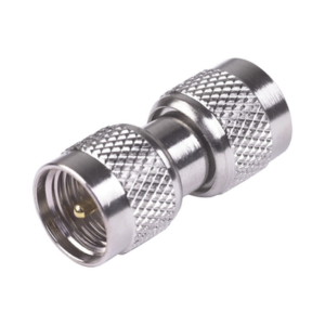 Adaptador Barril, de Conectores Mini-UHF Machos, Níquel/ Oro/ Teflón.