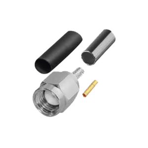 Conector SMA Macho Inverso de Anillo Plegable para Cables RG-174/U, RG-316/U, Níquel/ Oro/ Teflón.