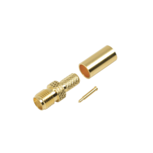 Conector SMA hembra inverso de anillo plegable para cable RG-58/U, Oro/ Oro Teflón.