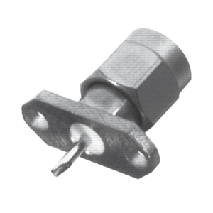 Conector SMA Macho de 2 Perforaciones, Montaje en Panel con Terminal Soldable, Níquel/ Oro/ Teflón.â€‹