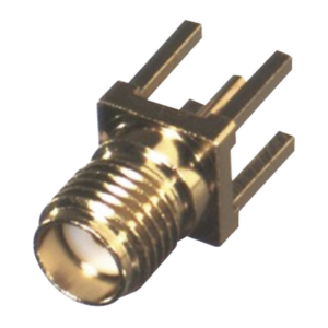 Conector SMA Hembra de Montaje Vertical con Terminal y 4 Patas Largas para PCB, Oro/Oro/Teflón.