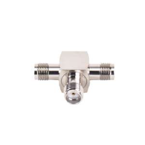 Adaptador en Forma T, de Triple Conectores SMA Hembra, Níquel/ Oro/ Teflón.