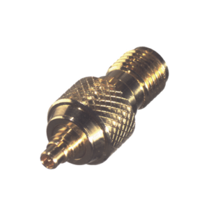 Adaptador en Línea, de Conector SMA Hembra a MMCX Macho, Oro/ Oro/ Teflón.