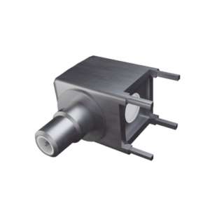 Conector SMB Hembra (PIN Macho) en Ángulo Recto para Montaje en PCB, 4 Patas, Níquel/ Oro/ Teflón.â€‹