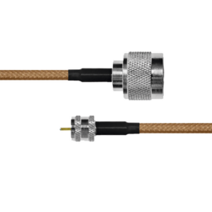 Cable Coaxial RG-142/U de 110 cm, 50 Ohm con Conectores N Macho a Mini UHF Macho.