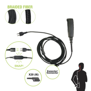 Cable para Micrófono audífono SNAP intercambiable con conector para Radios Icom IC-F3216/4261DS/DT, IC-F52D/62D, IC-F3400/4400DS/DT
