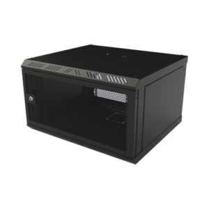 Gabinete con Puerta Ventilada para Montaje en Pared Cuerpo Fijo con Rack 19" de 6 Unidades.