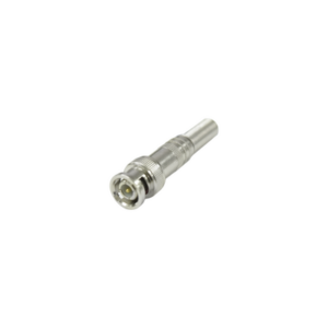 Conector BNC macho de 75 Ohm, con base de resorte para montar a presión cable coaxial RG-59/ RG-6, Níquel/ Oro/ Teflón.