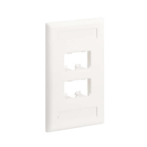 Placa de Pared Vertical Clásica, Salida Para 4 Puertos Mini-Com, Con Espacios Para Etiquetas, Color Blanco Mate