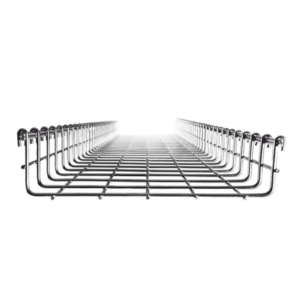 Charola tipo malla 54/250 mm, con acabado Electro Zinc, hasta 215 cables Cat6, tramo 3 m