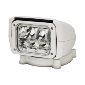 Faro reflector buscador LED, con control remoto inalámbrico, color blanco, gira en horizontal 350 grados e inclinación vertical de 90 grados 12-24 Vcd