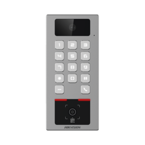 Lector Biometrico con Teclado para Exterior Antivandálico IP65 & IK09 con función de Videoportero Multiapartamento / Huella, Tarjeta, Código QR, PIN o App HikConnect / Cámara 2 MP compatible con NVRs / Soporta biom