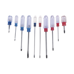 Juego de 10 Desarmadores Mango Plástico (Uso Ligero), Puntas magnética, 5 Puntas Planas (-) y 5 Puntas Phillips. (+)