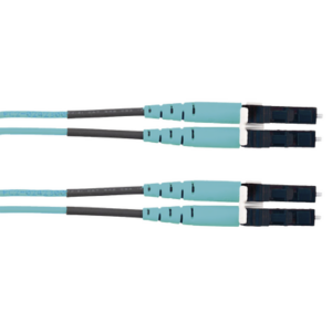 Jumper de Fibra Optica Multimodo 50/125 OM3, LC-LC Duplex, OFNR (Riser), Color Aqua, 2 Metros