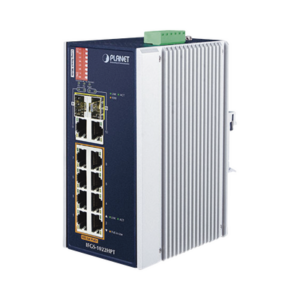 Switch Industrial PoE no administrable de 8 Puertos 10/100TX 802.3at, Hasta 240 W, Combo TP / SFP Gigabit TP / SFP (-40 ~ 75 grados C)