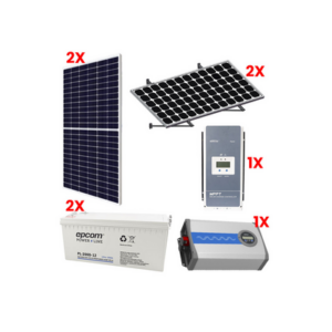 Kit de Energía Solar de 110W / Con Soporte Para Paneles Solares en Pared / Ideal para Luminarias y Electrodomésticos Esenciales.
