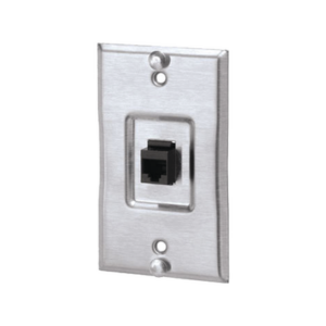 Placa de Pared Telefónica, Salida de 1 Puerto Keystone, Con Jack Cat5e Estilo TP, de Acero Inoxidable