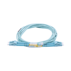 Jumper de Fibra Óptica Multimodo OM3 50/125 LC-LC OFNR (Riser), 2.0 mm, Dúplex, Aqua, 3 metros