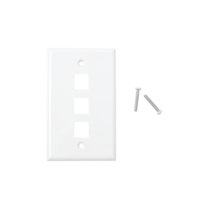 Placa de pared de 3 puertos, Keystone, Color Blanco