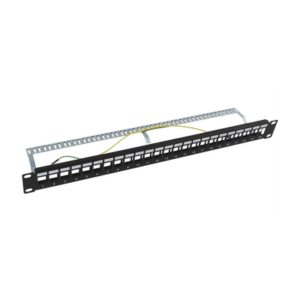 Patch panel modular Blindado (STP) de 24 puertos, con barra para organizar cable