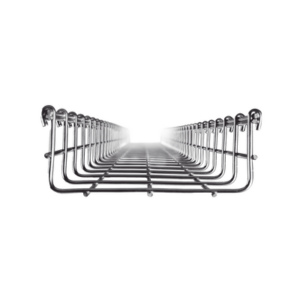 Charola tipo malla 66/150 mm, con acabado Electro Zinc, hasta 157 cables Cat6, tramo 3 m