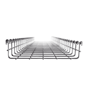 Charola tipo malla 66/250 mm, con acabado Electro Zinc, hasta 262 cables Cat6, tramo 3 mm