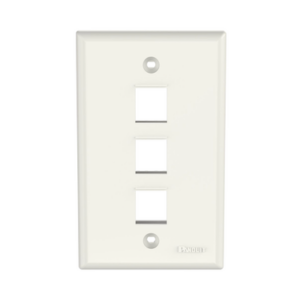 Placa de Pared Vertical, Salida Para 3 Puertos Keystone, Color Blanco Mate