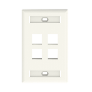 Placa de Pared Vertical, Salida Para 4 Puertos Keystone, Con Espacios Para Etiquetas, Color Banco Mate