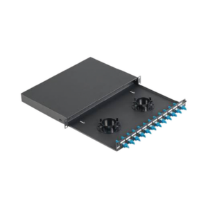 Distribuidor de Fibra Óptica Pre-Cargado con 12 Adaptadores LC Dúplex (24 Fibras), Para Fibra Multimodo OM3/OM4, 1UR