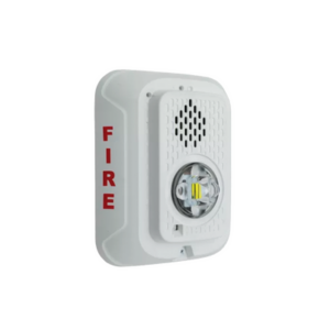 Sirena con Lámpara LED Estroboscópica / a 2 Hilos / Montaje en Pared / 12 o 24 Vcd / Configuración Estroboscópica Seleccionable / Texto en Español / Color Blanco