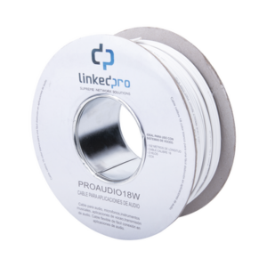 Bobina de 152 m para salidas de audio como bocinas, calibre 18 en 2 hilos de color blanco, Tipo CCA