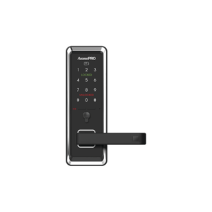 Cerradura inteligente con teclado Touch Screen, Apertura con tarjeta Mifare /Contraseña y Llave de emergencia de diseño compacto para puertas de perilla simple