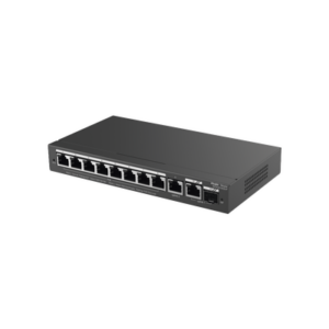 Switch Administrable PoE con 8 Puertos Gigabit PoE 802.3af/at + 1 Puerto Uplink Gigabit + 1 Puerto Combo SFP/RJ45 Gigabit, Gestión Gratuita desde la Nube, 120W