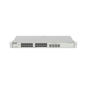 Switch Administrable Capa 3 con 24 puertos Gigabit PoE 802.3af/at + 4 SFP+ para fibra 10Gb, gestión gratuita desde la nube, 370w